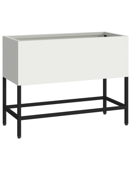 Vaso da Giardino Rialzato Bianco 60 x 26 x 45 cm Acciaio