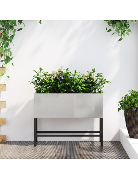 Vaso da Giardino Rialzato Argento 60 x 26 x 45 cm