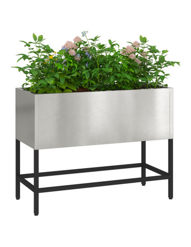 Vaso da Giardino Rialzato Argento 60 x 26 x 45 cm