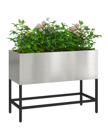 Vaso da Giardino Rialzato Argento 60 x 26 x 45 cm