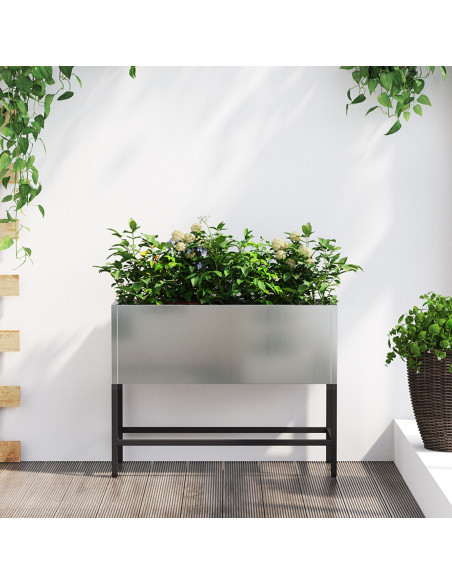 Vaso da Giardino Rialzato Argento 60 x 26 x 45 cm