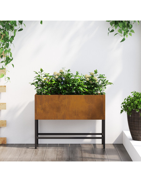 Fioriera rialzata 60x26x45 cm in acciaio resistente alle intemperie