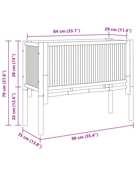 Letto da Giardino 90x35x70 cm in Bambù
