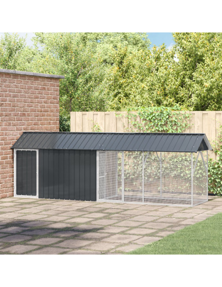 Voliera per uccelli con estensione Anthracite 112x442x141 cm Acciaio