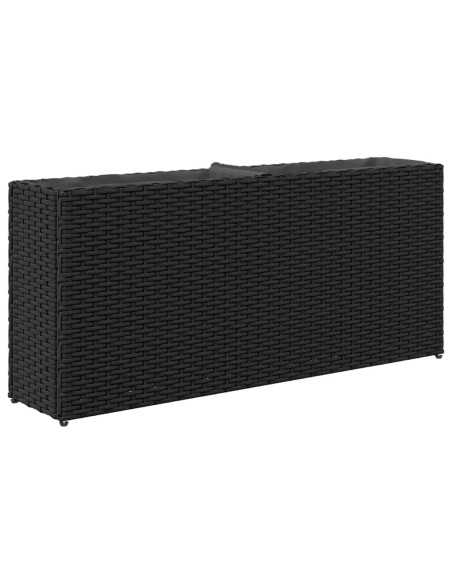 Fioriere da Giardino con 2 Vasi Nere 90x20x40 cm in Polyrattan