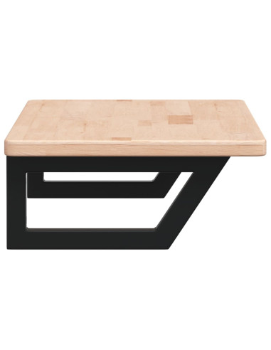 Ripiano a Parete per Lavabo in Acciaio e Massello di Rovere