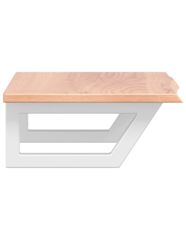 Ripiano a Parete per Lavabo in Acciaio e Massello di Rovere