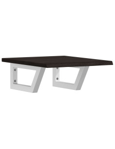 Ripiano a Parete per Lavabo in Acciaio e Massello di Rovere