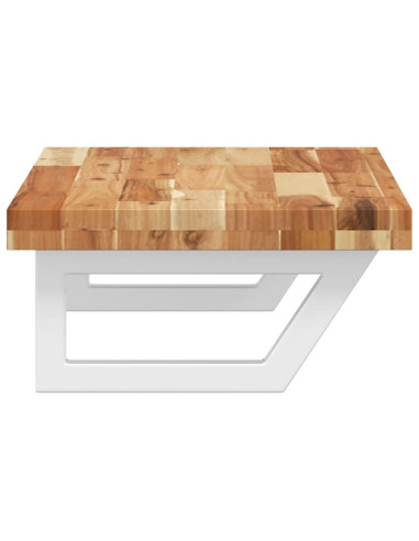 Ripiano a Parete per Lavabo in Acciaio e Massello di Acacia