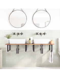 Piano da Bagno Non Trattato 120x50x2cm Legno Massello di Acacia 2