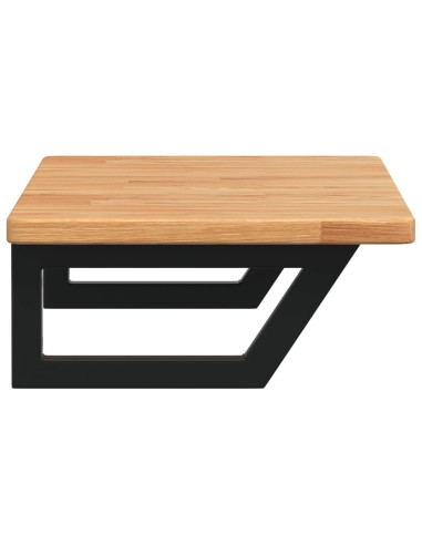 Ripiano a Parete per Lavabo in Acciaio e Massello di Rovere