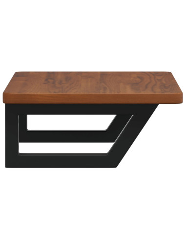 Ripiano a Parete per Lavabo in Acciaio e Massello di Rovere