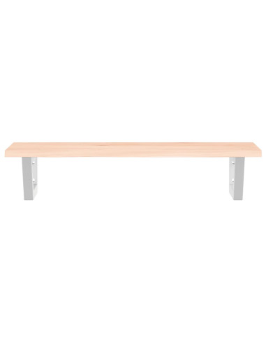 Ripiano a Parete per Lavabo in Acciaio e Massello di Rovere