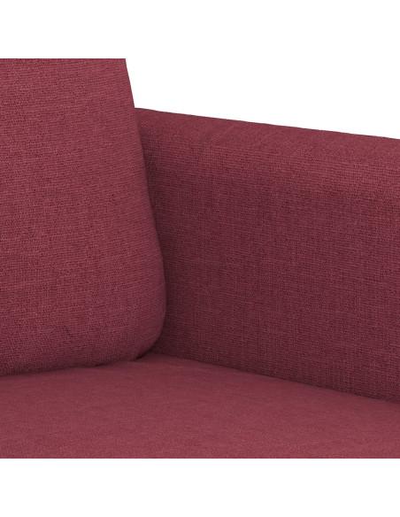 Set di Divani 3 pz con Cuscini Rosso Vino in Tessuto