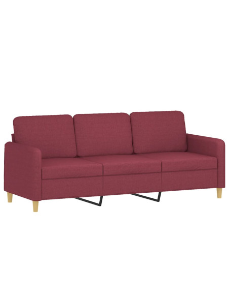 Set di Divani 4 pz con Cuscini Rosso Vino in Tessuto