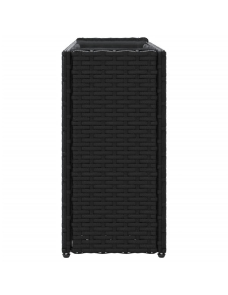 Fioriera da Giardino con 2 Vasi Nera 90x20x40 cm in Polyrattan