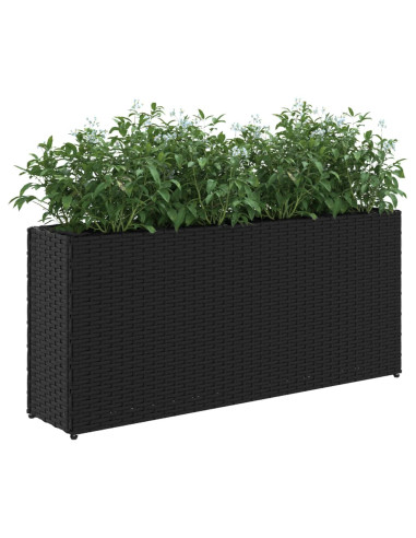 Fioriera da Giardino con 2 Vasi Nera 90x20x40 cm in Polyrattan
