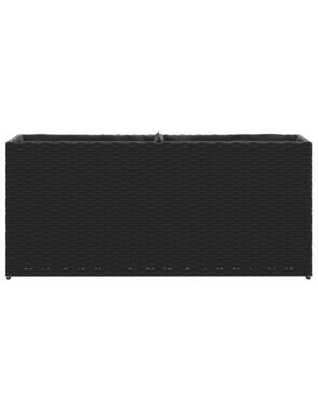 Fioriera da Giardino con 2 Vasi Nera 90x20x40 cm in Polyrattan