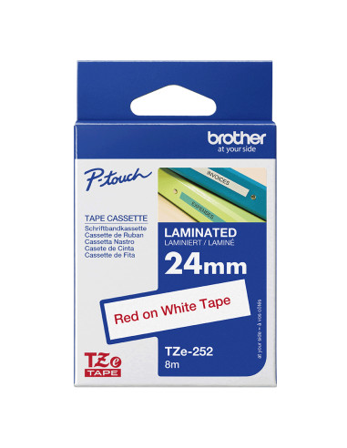 Brother TZE-252 nastro per etichettatrice Rosso su bianco