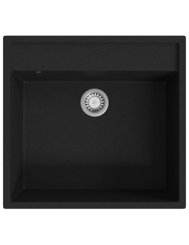 Lavello da Cucina con Foro Troppopieno Nero in Granito
