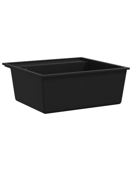 Lavello da Cucina con Foro Troppopieno Nero in Granito