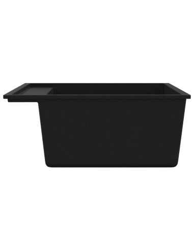 Lavello da Cucina con Foro Troppopieno Nero in Granito