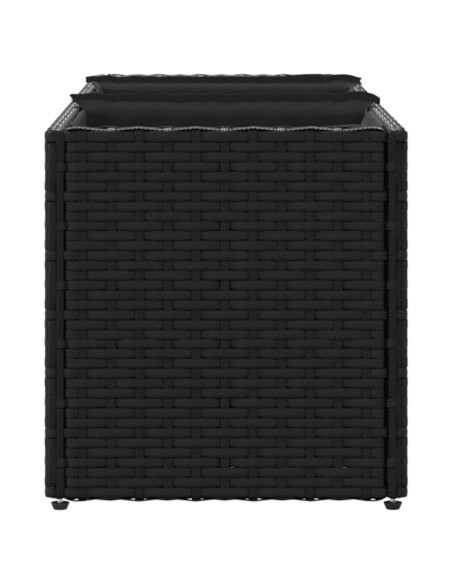 Fioriere da Giardino con 3 Vasi Nere 105x30x32 cm in Polyrattan
