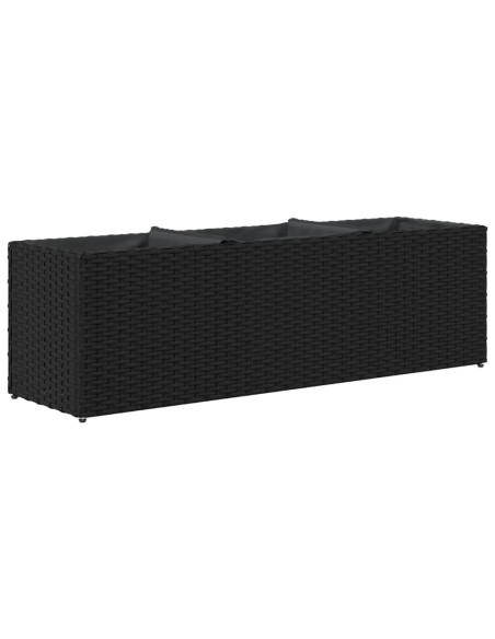 Fioriere da Giardino con 3 Vasi Nere 105x30x32 cm in Polyrattan