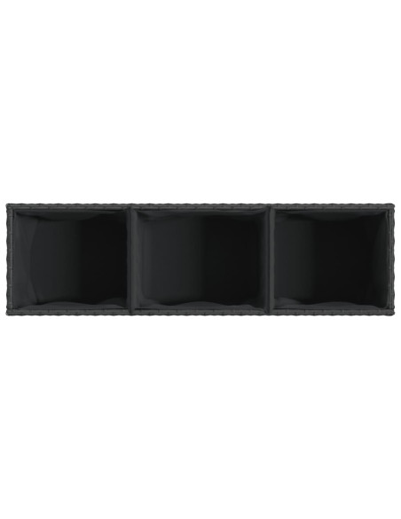 Fioriere da Giardino con 3 Vasi Nere 105x30x32 cm in Polyrattan