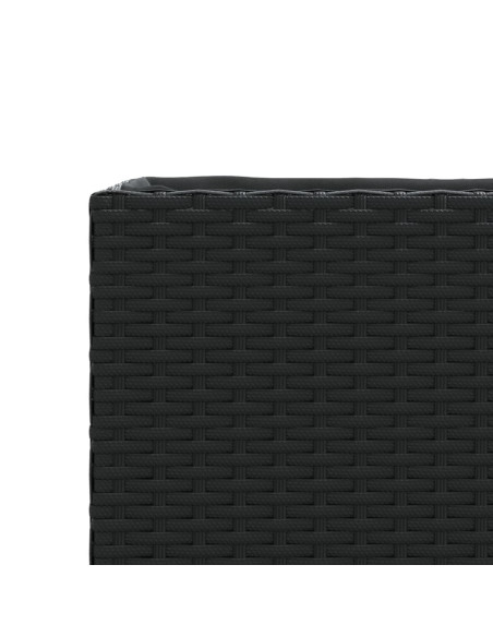 Fioriere da Giardino con 3 Vasi Nere 105x30x32 cm in Polyrattan