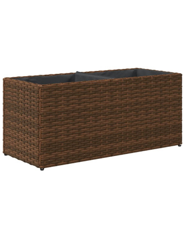 Fioriere da Giardino con 2 Vasi Marrone 72x30x32 cm Polyrattan