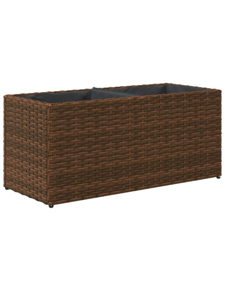Fioriere da Giardino con 2 Vasi Marrone 72x30x32 cm Polyrattan