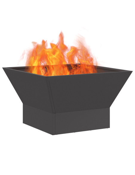 Fire Pit Quadrato Nero 60x60x35 cm in Acciaio