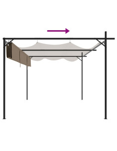 Pergola con Tetto Retrattile Tortora 395x292x230 cm