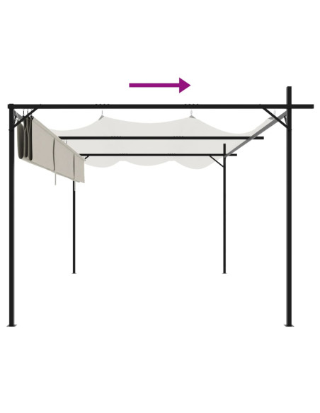 Pergola con Tetto Retrattile Crema 395x292x230 cm