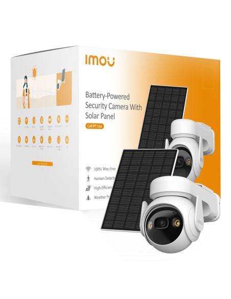 Imou Cell PT Lite Kit - Telecamera da Esterno a batteria con risoluzione 2K (3MP), Rilevamento Movimento/Umano, Visione Notturna