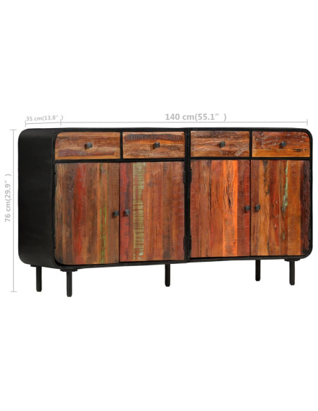 Credenza in Legno Massello di Recupero 140x35x76 cm