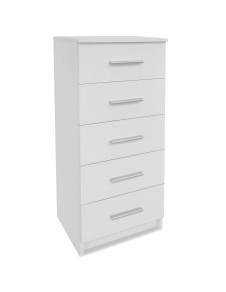Cassettiera Alta in Legno Multistrato 41x35x106 cm Bianca