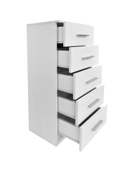 Cassettiera Alta in Legno Multistrato 41x35x106 cm Bianca