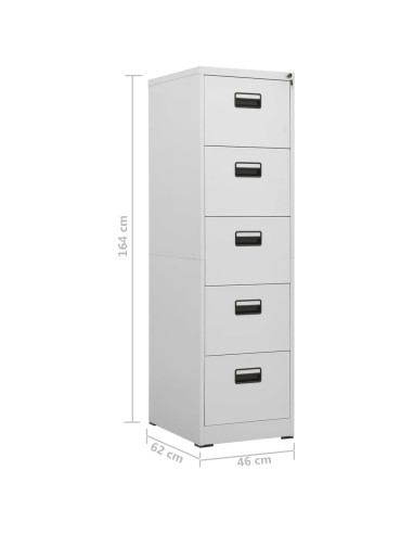 Armadio Classificatore Grigio Chiaro 46x62x164 cm in Acciaio