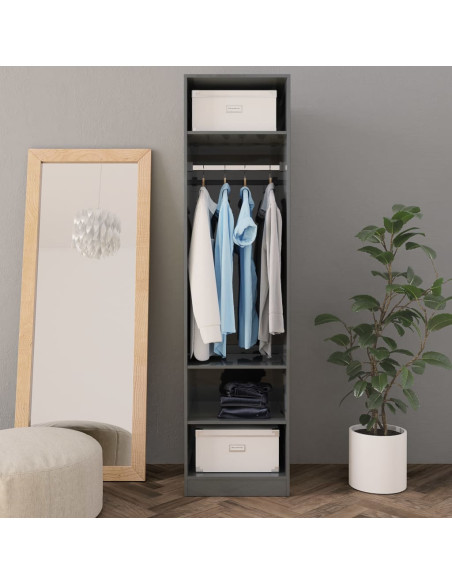 Armadio Grigio Lucido 50x50x200 cm in Legno Multistrato