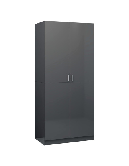 Armadio Grigio Lucido 90x52x200 cm in Legno Multistrato