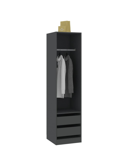 Armadio con Cassetti Grigio 50x50x200 cm in Legno Multistrato