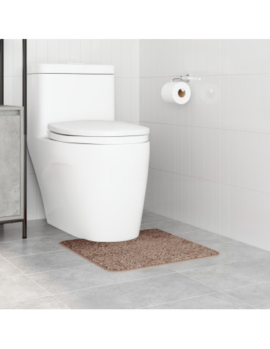 Tappeto Antiscivolo per Bagno con Taglio per Toilette Marrone