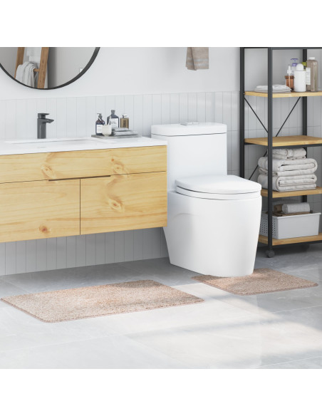 Set di tappetini da bagno 2 pezzi crema in polipropilene antiscivolo