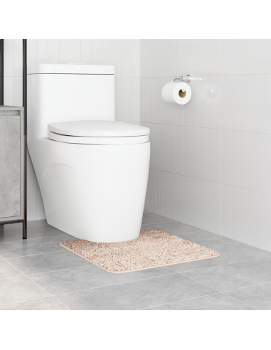 Tappeto Antiscivolo per Bagno con Taglio per Toilette Crema