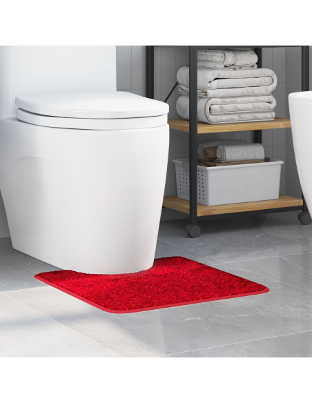 Tappeto Antiscivolo per Bagno con Taglio per Toilette Rosso
