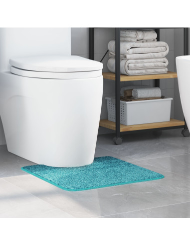 Tappeto Antiscivolo per Bagno con Taglio per Toilette Turchese