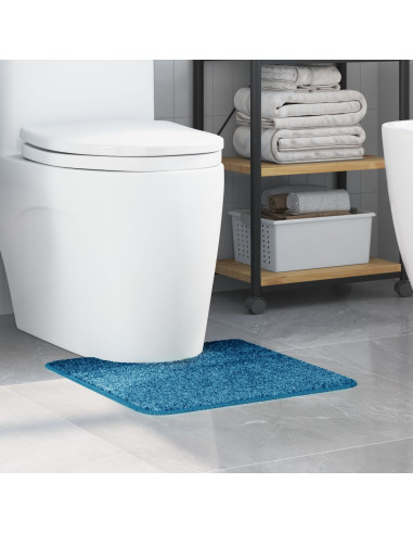Tappeto Antiscivolo per Bagno con Taglio per Toilette Blu