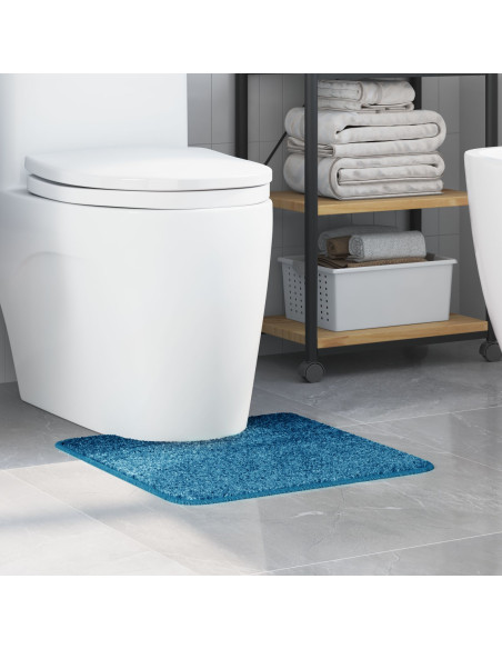 Tappeto Antiscivolo per Bagno con Taglio per Toilette Blu
